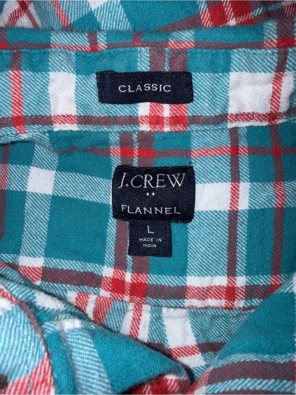 2264-J. Crew Teal and Red Plaid Button-Down Shirt